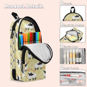 ZAZYXTJ Cute Sheep Standing Large Capacity Pencil Case 3 Compartment Pen Pouch Storage Makeup Bag for School Office Teen Girl Boy Men Women