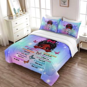 GRAT TIOC Black Girl Comforter Sets Twin Size,Black Girl Magic Bedding Set,Cute Little Black Princess Comforter Set for Kids Melanin Bedroom Bed Set