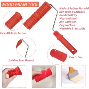 7Pcs Wood Grain Tool Set Wood Grain Painting Tool Wood Grain Roller Wood Texture Paint Tool DIY Rubber Wood Pattern Painting Roller for Wall Room Art Decoration