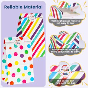 TOXOY 24PCS Party Favor Bags, Treat Bags with Stickers Colorful Stripe Dot Gift Bags for Kids Birthday Party Baby Showers 4.7" x 3.1" x 8.7"