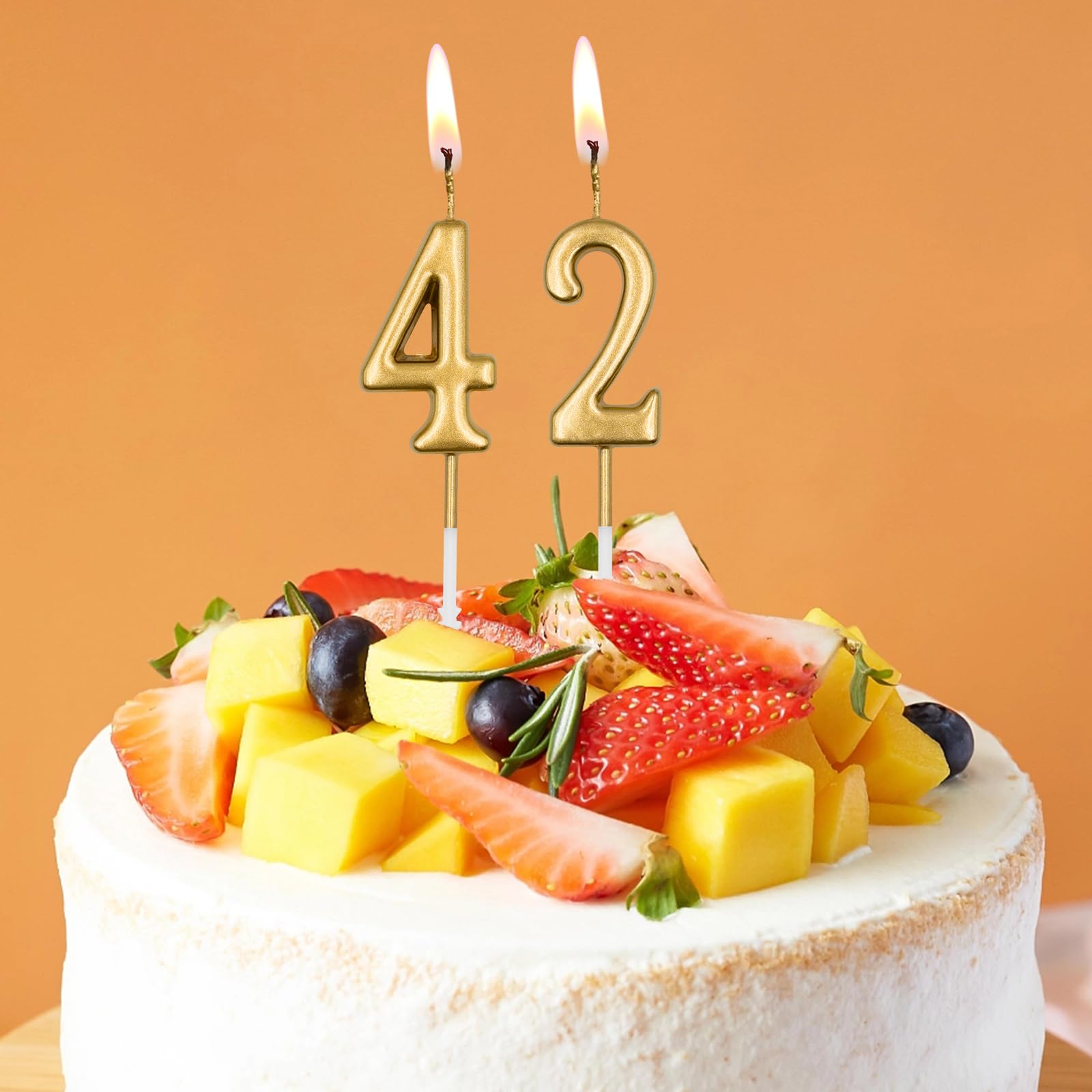 27th & 72nd Birthday Candles, Champagne Gold Number 27 72 Candle for Cake, Happy Birthday Cake Topper Decoration for Birthday Anniversary Celebration Party Supplies