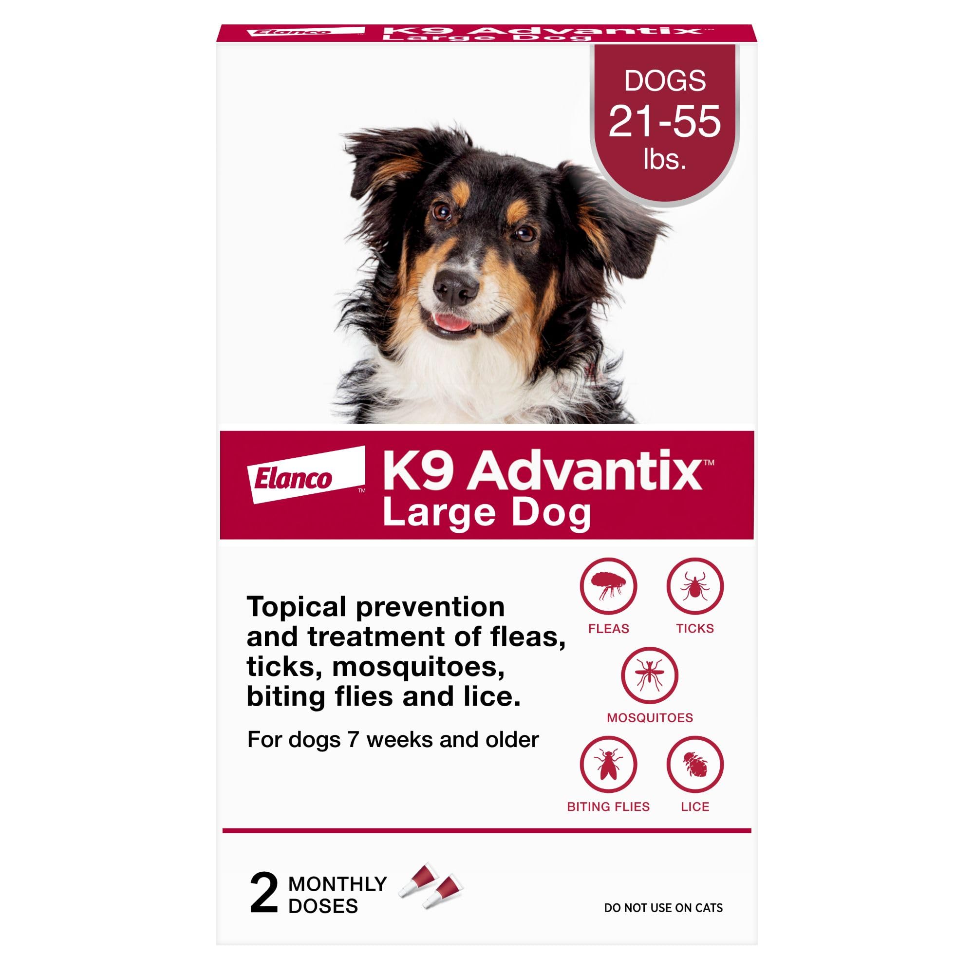 K9 Advantix Flea, Tick & Mosquito Prevention for Dogs 21-55 lbs. | Flea Drops for Large Dogs | Apply Monthly | 2 Treatments