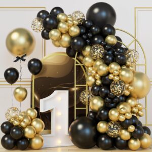 bonropin black and gold balloons garland arch kit graduation new years eve party balloons, black metal gold and metallic confetti gold balloons for baby shower wedding birthday anniversary