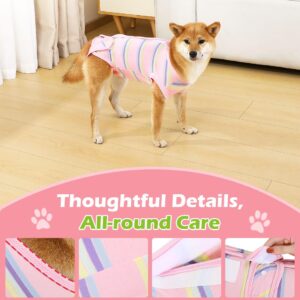 VavoPaw Dog Surgery Suit, Soft Breathable Dog Onesie for Surgery, Dog Bodysuit for Female Male Puppies, Puppy Cone E-Collar Alternative for Wounds Skin Diseases After Surgery, M, Pink