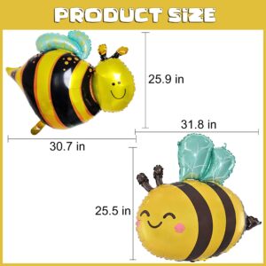 DIYCAM Bee Balloons, Bumble Bee Balloons for Bee Birthday Party Decoration, 6 Pcs Foil Mylar Bee Balloon for Bee Themed Party Birthday Baby Shower Gender Reveal Birthday Party Decorations Supplies