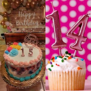 75th & 57th Birthday Candles, Rose Gold Number 75 57 Candle for Cake, Happy Birthday Cake Topper Decoration for Birthday Anniversary Celebration Party Supplies