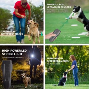 Generic Dog Bark Deterrent Devices | Professional Long Range Anti Barking Ultrasonic Tool | 30 Ft Range with LED and 2 Modes | Sonic Emitters for Dog Training & Behavior Aids (Black)