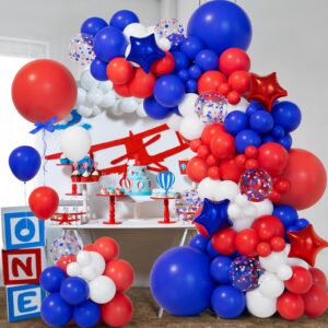 Bonropin 151pcs Red White and Blue Balloons Garland Arch Kit 4th of July Graduation Baseball Game Party Decoration Birthday Wedding Nautical Baseball Theme with Star Foil Balloons