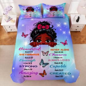 GRAT TIOC Black Girl Comforter Sets Twin Size,Black Girl Magic Bedding Set,Cute Little Black Princess Comforter Set for Kids Melanin Bedroom Bed Set