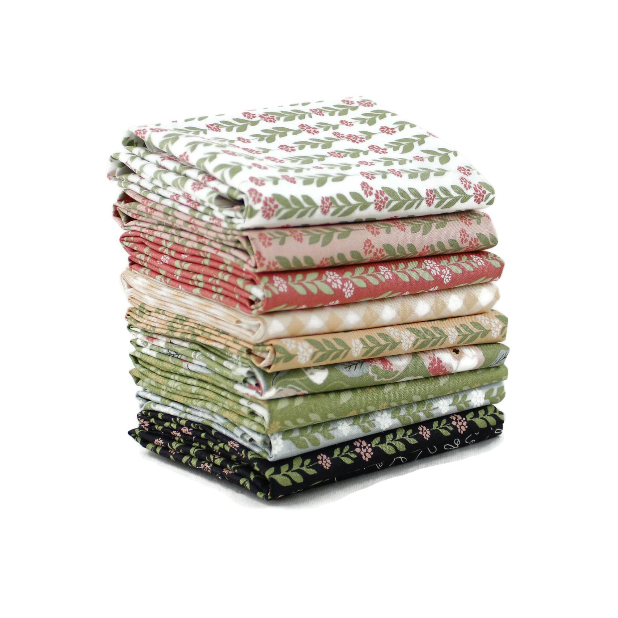 Country Rose Fat Quarter Bundle (10 Pieces) by Lella Boutique for Southern Fabric 18 x 21 inches (45.72 cm x 53.34 cm) Fabric cuts DIY Quilt Fabric