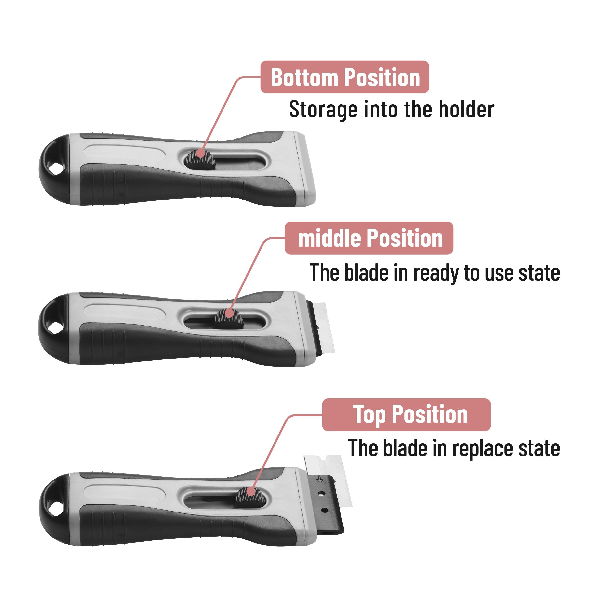 Bates- Razor Blade Scraper, Razor Scraper Set with 15 Extra Blades, Razor Scraper with Built-in Blade Storage Box, Window Scraper Tool, Glass Scraper Blades, Blade Scraper, Razor Blade Retractable