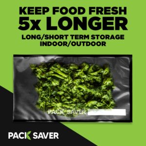 Pack Saver Vacuum Seal Bags 50 Commercial Grade PreCut Bags for Ultimate Food Preservation, Airtight Food Vac Bags for Storage, Meal Prep or Sous Vide, BPA Free, Black and Clear (11" x 19")