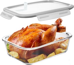 razab 2700 ml / 92 oz large glass food storage containers with vented lids, bpa free, snap locking airtight & leakproof lids - ideal for baking, casserole & roasting - freezer, microwave & oven safe