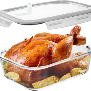 Razab 2700 ml / 92 Oz Large Glass Food Storage Containers with Vented Lids, BPA Free, Snap Locking Airtight & Leakproof Lids - Ideal for Baking, Casserole & Roasting - Freezer, Microwave & Oven Safe