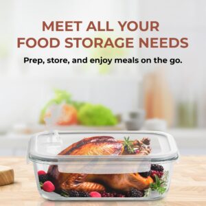 Razab 2700 ml / 92 Oz Large Glass Food Storage Containers with Vented Lids, BPA Free, Snap Locking Airtight & Leakproof Lids - Ideal for Baking, Casserole & Roasting - Freezer, Microwave & Oven Safe