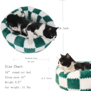 wrkfree Cat Beds for Indoor Cats Washable Self Warming Soft Round Cat Bed for Anxiety Orthopedic Green Pattern Mordern 20 Inch