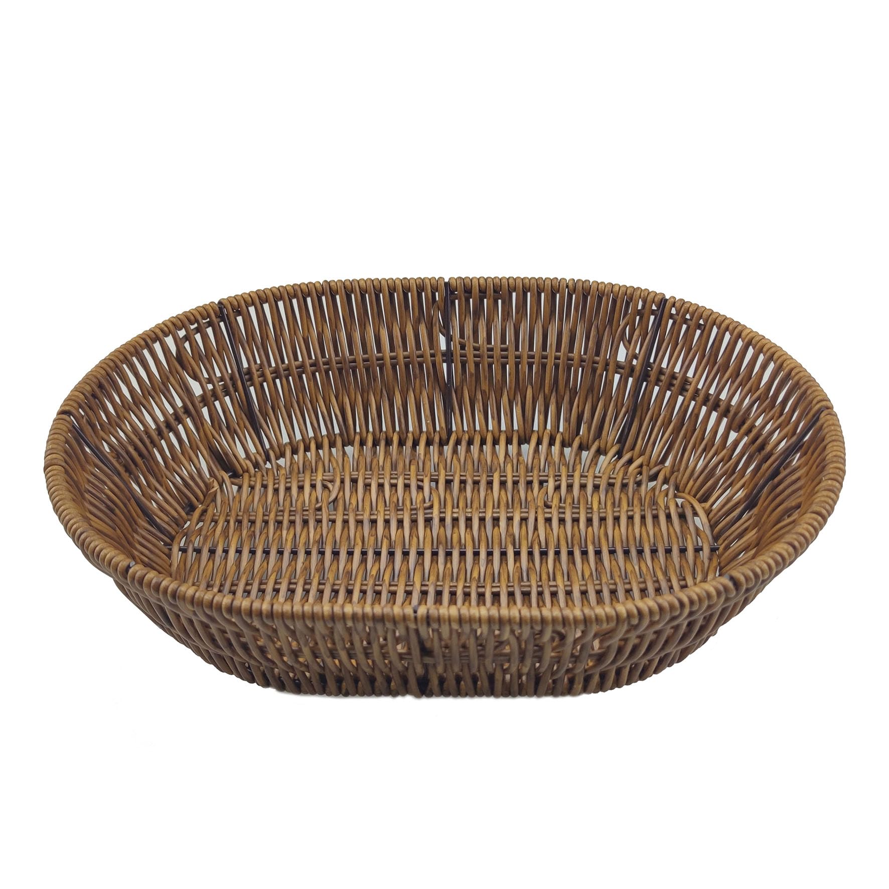 AMBOJIE Fruit Bread Basket, Table Top Food Tray, Hand Woven Storage Basket for Farmers Market Showcase, Home Restaurant and Bakery Fruit Vegetable Cosmetic (1 piece)