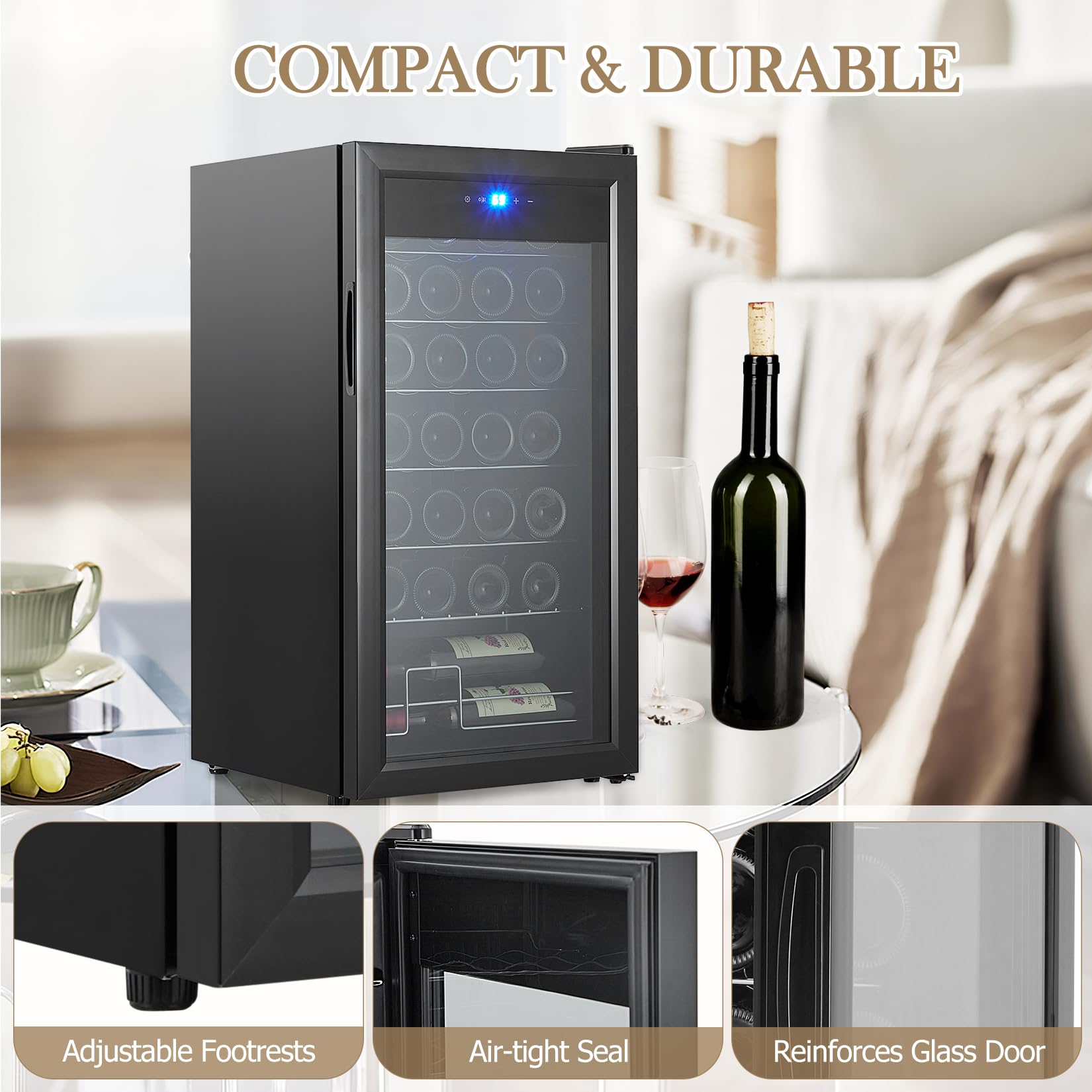 Garvee 28 Bottle Compressor Wine Cooler Refrigerator, Large Freestanding Wine Cellar For Red, White, Champagne or Sparkling Wine, Temperature Control 40-66°F Wine Cellar for Home, Office, Bar