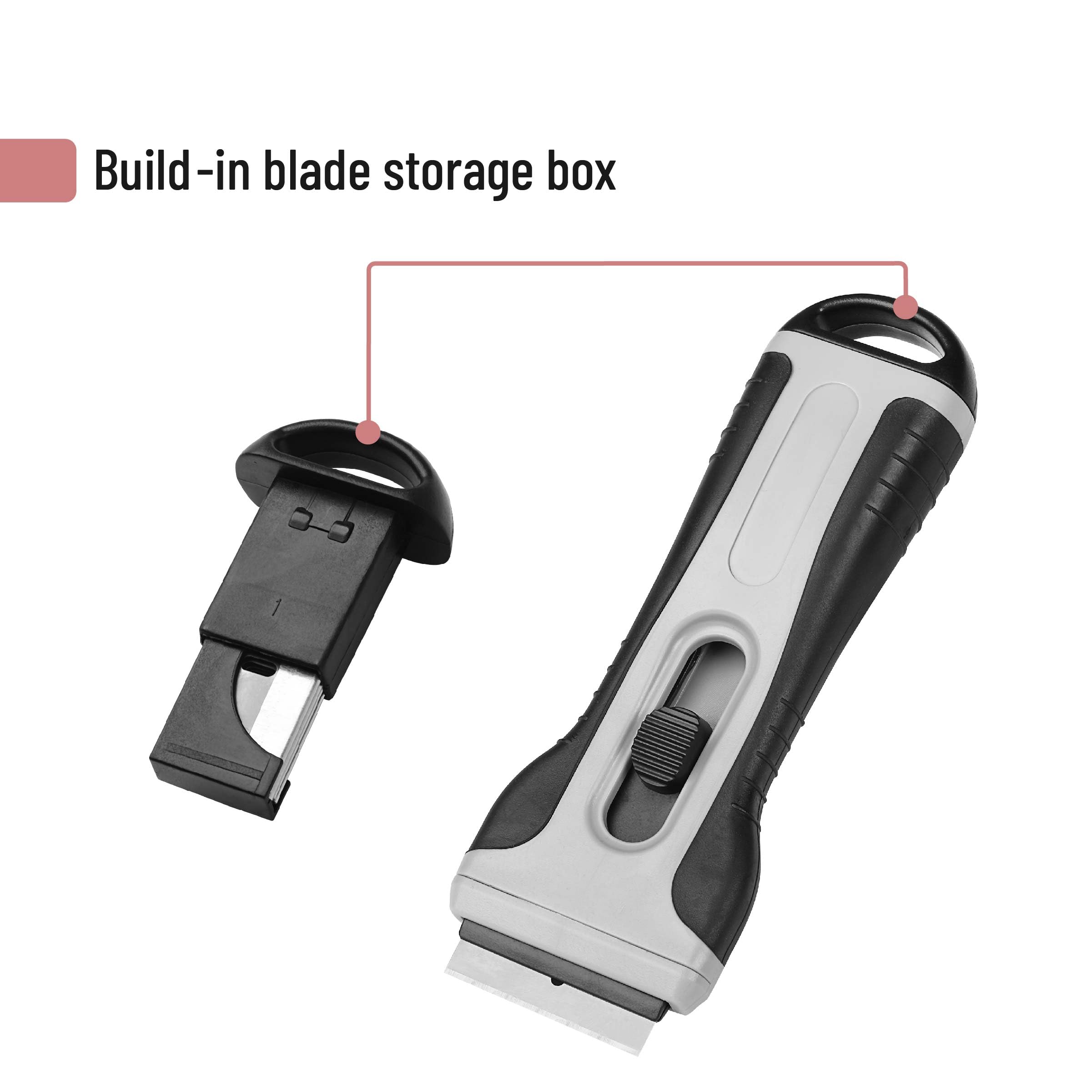 Bates- Razor Blade Scraper, Razor Scraper Set with 15 Extra Blades, Razor Scraper with Built-in Blade Storage Box, Window Scraper Tool, Glass Scraper Blades, Blade Scraper, Razor Blade Retractable