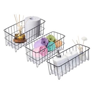 tieyipin farmhouse decor small metal wire storage organizer basket bins - black (set of 3)