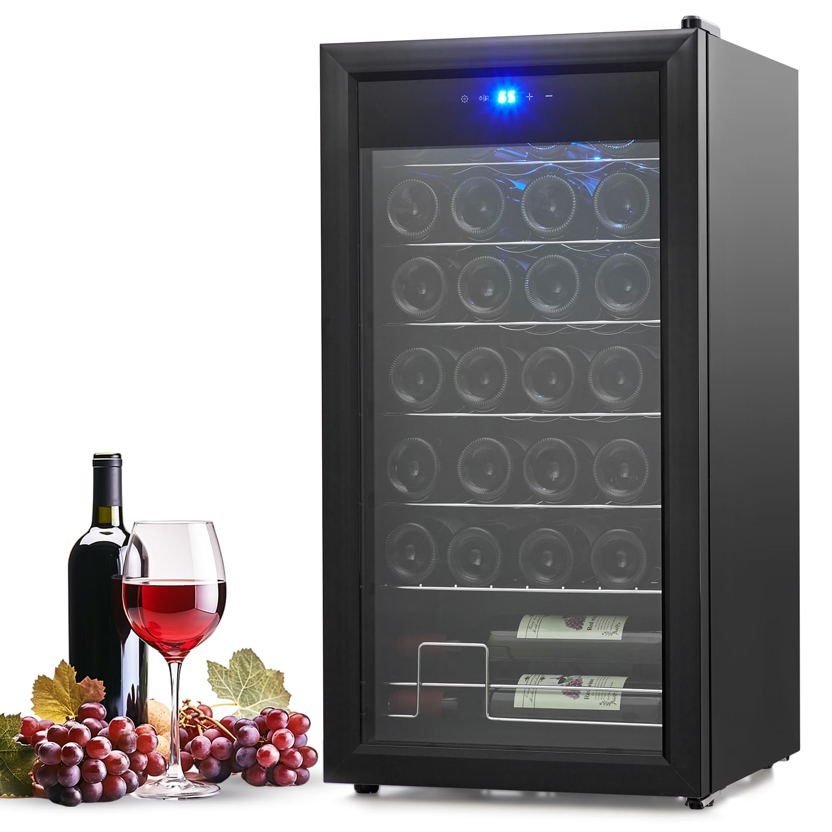 Garvee 28 Bottle Compressor Wine Cooler Refrigerator, Large Freestanding Wine Cellar For Red, White, Champagne or Sparkling Wine, Temperature Control 40-66°F Wine Cellar for Home, Office, Bar