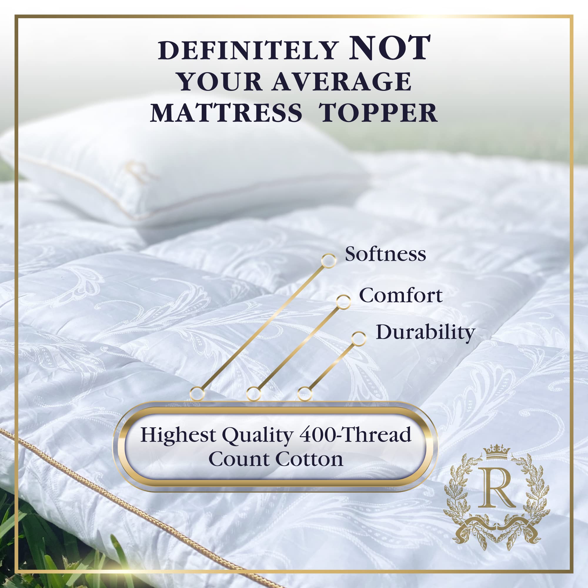 Twin Size Mattress Topper - 8-23 Inches Deep Pocket, 400 TC Cotton Extra Thick Mattress Topper, Soft Mattress Down Alternative Fill Cover Cooling Overfilled 1400GSM Mattress Pad