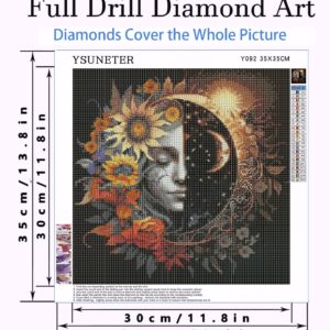 Sun and Moon Diamond Art Kits for Adults, Round Full Drill Diamond Painting Kits for Beginners Gem Art Painting Kits, DIY 5D Diamond Dots Painting with Diamond Arts and Crafts Wall Decor 14x14inch