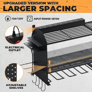 WIWIDRM Upgrade Power Tool Organizer Wall Mount with Charging Station,Tool Holder and Storage Rack for Garage Organization,Heavy Duty Metal Tool Organizer with Drill Holder/Plier Holder/Hammer Holder