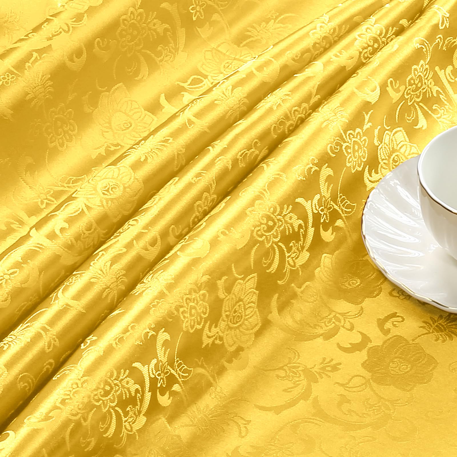 Cobedzy Gold Satin Fabric by The Yard - 1 Yard 60 Inches Wide Shiny Satin Jacquard Fabric Luxurious Satin for DIY Crafts and Clothing Making