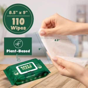 Dog Wipes for Cleaning and Deodorizing - 8.5" x 9" Bamboo Pet Wipes - Compostable, Hypoallergenic Puppy Wipes - Dog Wipes for Paws, Butt, and Body (110 Wipes (1 Pack of 110))