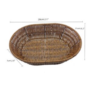 AMBOJIE Fruit Bread Basket, Table Top Food Tray, Hand Woven Storage Basket for Farmers Market Showcase, Home Restaurant and Bakery Fruit Vegetable Cosmetic (1 piece)