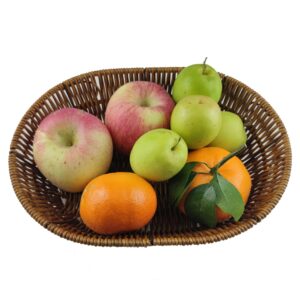 AMBOJIE Fruit Bread Basket, Table Top Food Tray, Hand Woven Storage Basket for Farmers Market Showcase, Home Restaurant and Bakery Fruit Vegetable Cosmetic (1 piece)