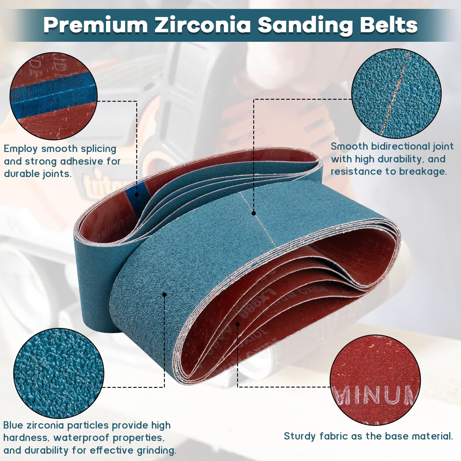 Tanzfrosch 3x21 Inch Belt Sander Sanding Belts Kit 20 Pcs (5 Each of 40/60/80/120 Grits), Zirconia Belt Sander Paper Sanding Belts for Wood, Metal, Cars, and Furniture, 20-Pack