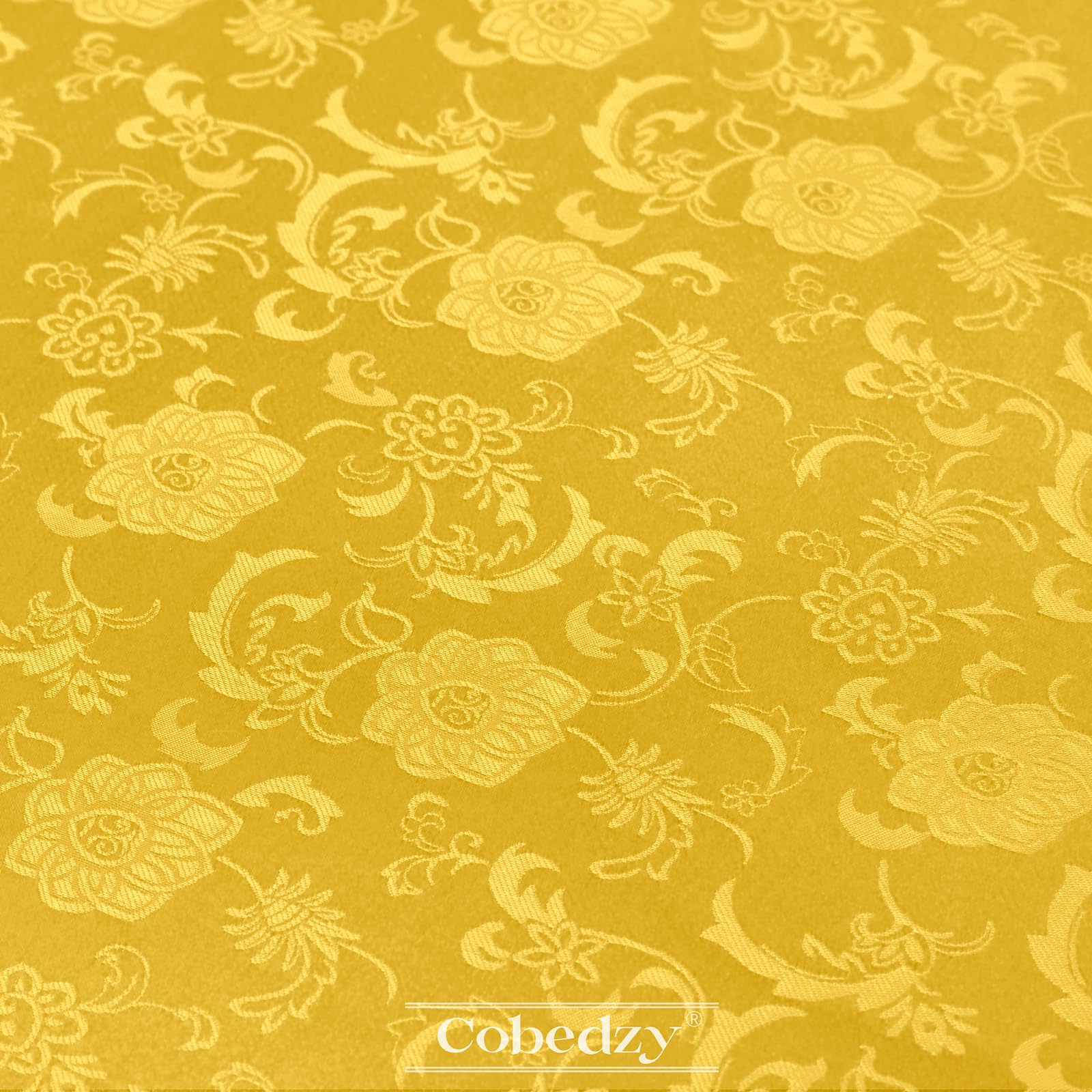 Cobedzy Gold Satin Fabric by The Yard - 1 Yard 60 Inches Wide Shiny Satin Jacquard Fabric Luxurious Satin for DIY Crafts and Clothing Making