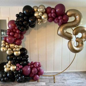 139Pcs Burgundy and Gold Balloon Arch Garland Kit for Graduation Party Decorations,Maroon Black Metallic Gold Confetti Balloons for Class of 2024 Congrats Grad Celebrations Birthday Supplies