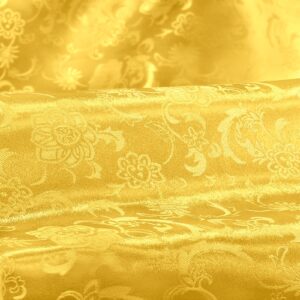 Cobedzy Gold Satin Fabric by The Yard - 1 Yard 60 Inches Wide Shiny Satin Jacquard Fabric Luxurious Satin for DIY Crafts and Clothing Making