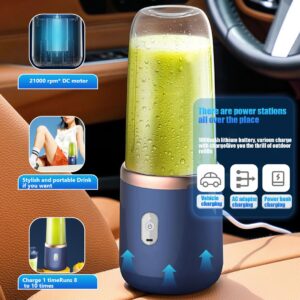 Portable Blender Powerful Personal Blender 400ml Capacity Travel Blender 6 Cutter Portable Juicer Blender with 1 Water Bottle USB Rechargeable Blender for Smoothies 1 Portable Blender