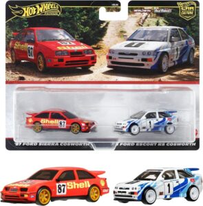 hot wheels premium 2-pack '93 ford escort rs cosworth / '87 ford sierra cosworth mini car hrr73 (3 years old and up)