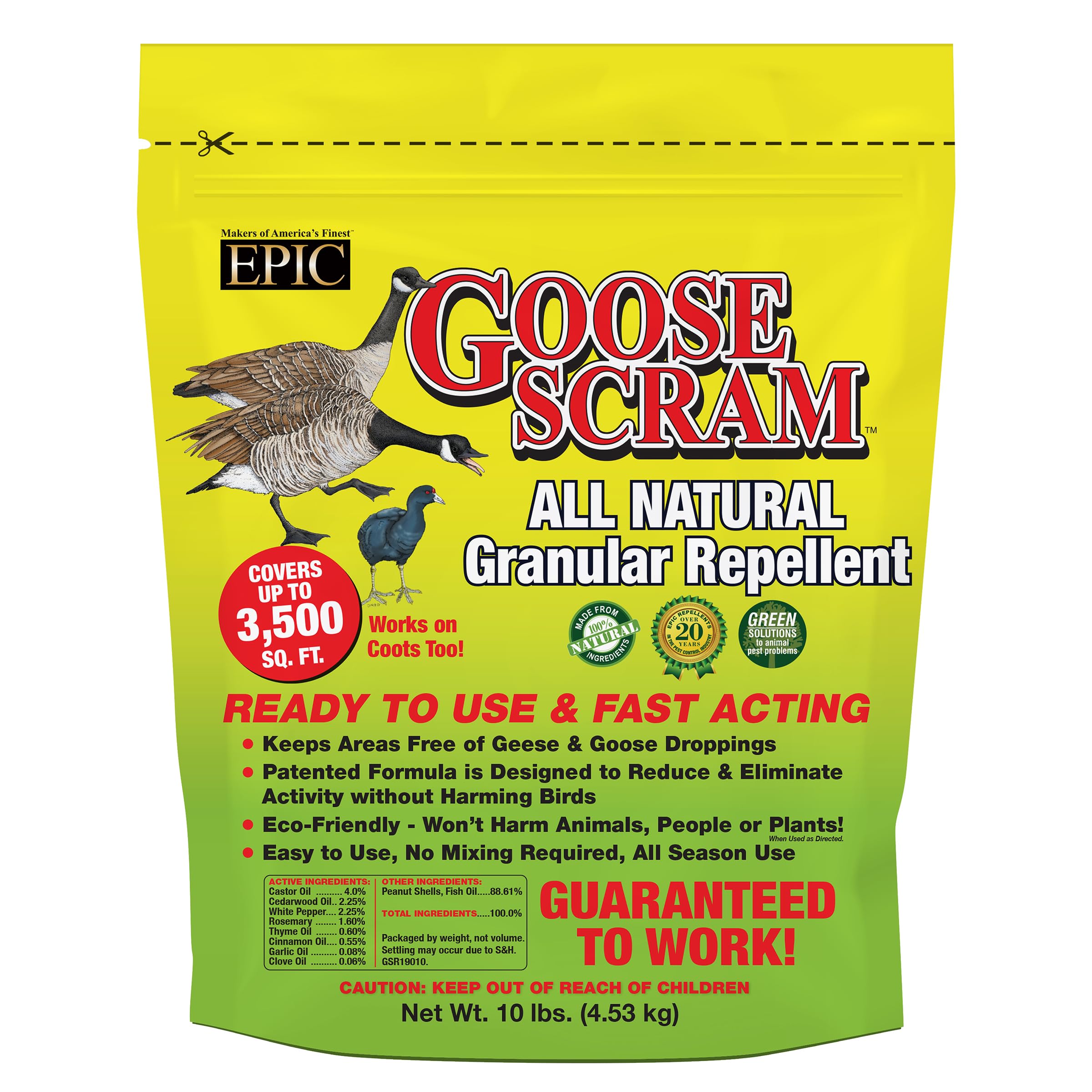 EPIC REPELLENTS 190100 Goose Scram All Natural, Animal, People and Pet Safe Granular Repellent, Removed Attribution