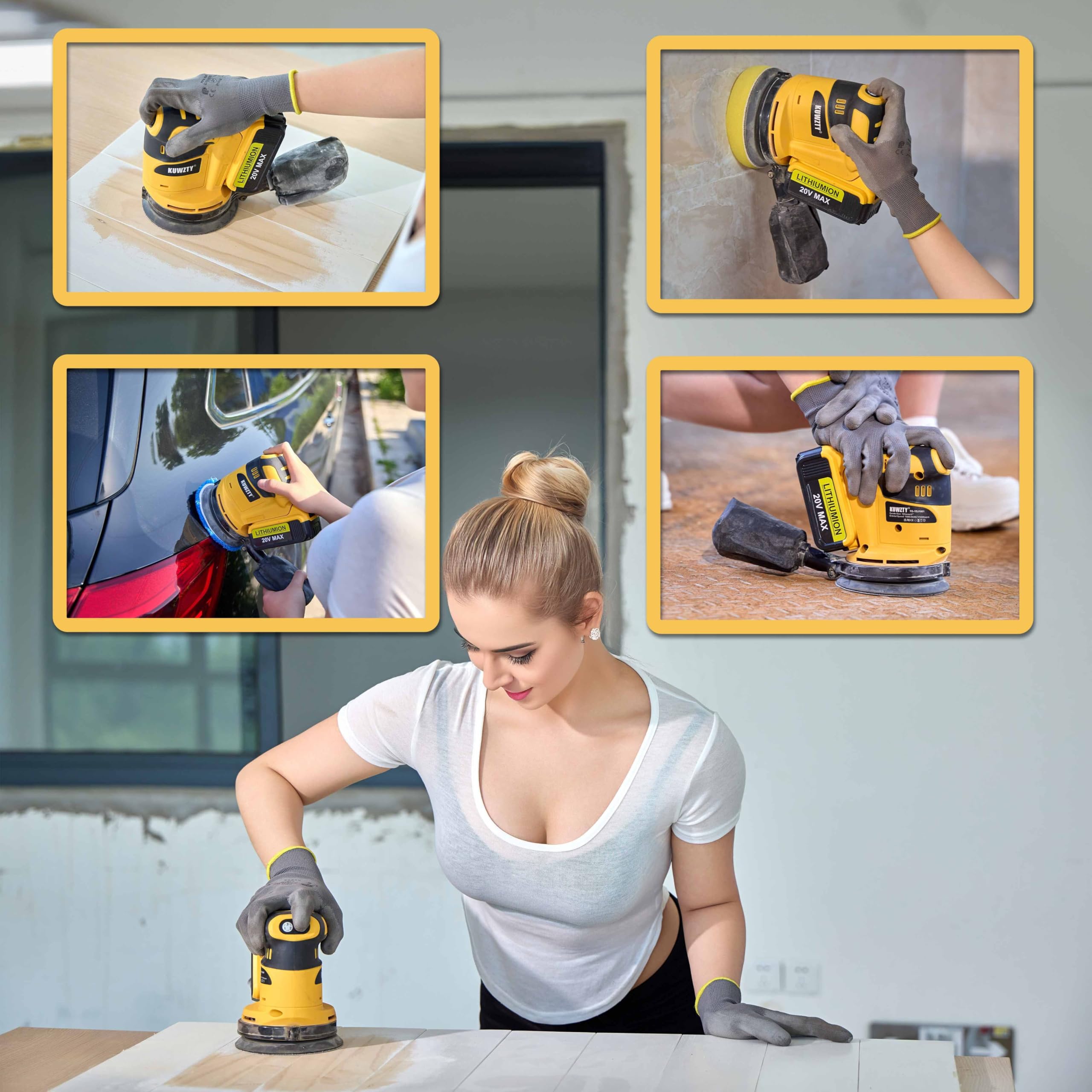 KUWZTY Random Orbit Sander for DEWALT 20v Battery, 5-Inch Variable Speed Orbital Hand Sander with Dust Collector for Sanding and Polishing (Tool Only,No Battery)