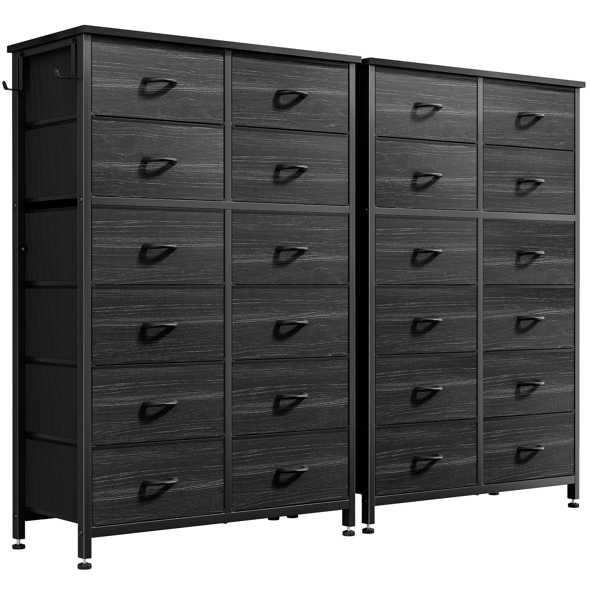 YaFiti Dresser for Bedroom, Tall Dresser with12 Drawers, Dressers Bedroom Furniture Dressers & Chest of Drawers for Clothes, Closet, Black 2pcs