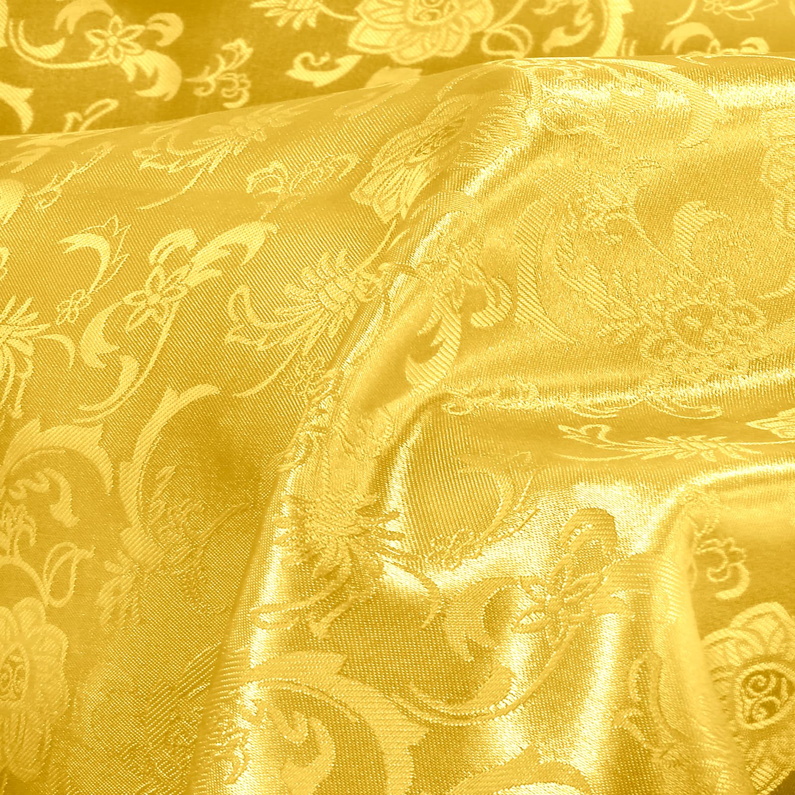 Cobedzy Gold Satin Fabric by The Yard - 1 Yard 60 Inches Wide Shiny Satin Jacquard Fabric Luxurious Satin for DIY Crafts and Clothing Making