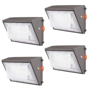 vevor 4pcs led wall pack lights, 120w 11000lm, 5000k commercial outdoor lights security lighting fixture, with intelligent light sensing 240 led beads energy saving for garages yards, ip65 waterproof