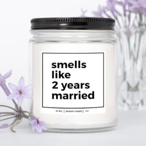 YouNique Designs 2 Year Anniversary Candle - 2nd Wedding Anniversary for Her, Him - 2nd Wedding Anniversary Candle for Wife, Husband - Two Year Anniversary Ideas (Mahogany Teakwood)