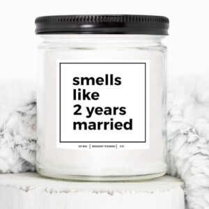 YouNique Designs 2 Year Anniversary Candle - 2nd Wedding Anniversary for Her, Him - 2nd Wedding Anniversary Candle for Wife, Husband - Two Year Anniversary Ideas (Mahogany Teakwood)