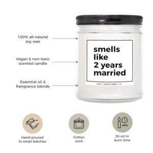 YouNique Designs 2 Year Anniversary Candle - 2nd Wedding Anniversary for Her, Him - 2nd Wedding Anniversary Candle for Wife, Husband - Two Year Anniversary Ideas (Mahogany Teakwood)