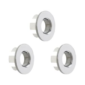 aracombie brushed nickel sink overflow ring, kitchen bathroom sink hole round overflow cover with kitchen bathroom basin trim bath chrome overflow cover rings insert in hole spares - 3 pack