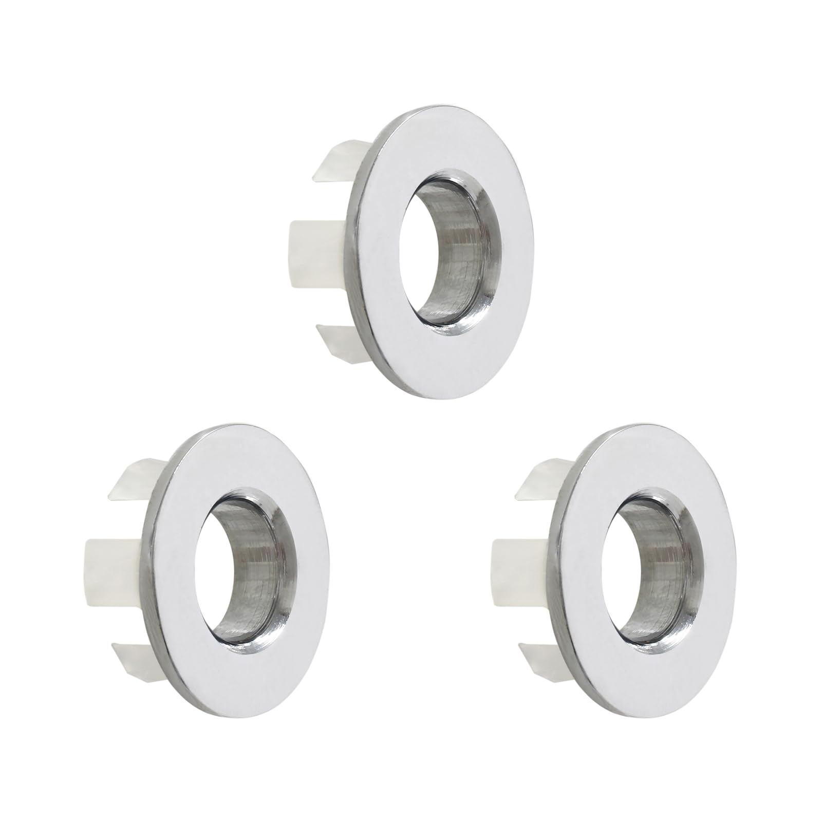 Aracombie Brushed Nickel Sink Overflow Ring, Kitchen Bathroom Sink Hole Round Overflow Cover with Kitchen Bathroom Basin Trim Bath Chrome Overflow Cover Rings Insert in Hole Spares - 3 Pack