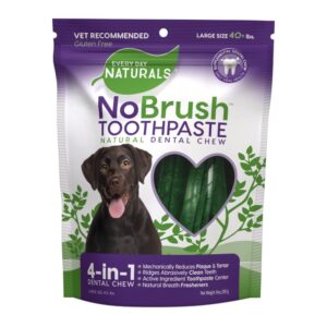 every day naturals dog dental chew, no brush toothpaste for large breeds, freshens breath, unique texture helps reduce plaque & tartar, 14 oz, 1 pack