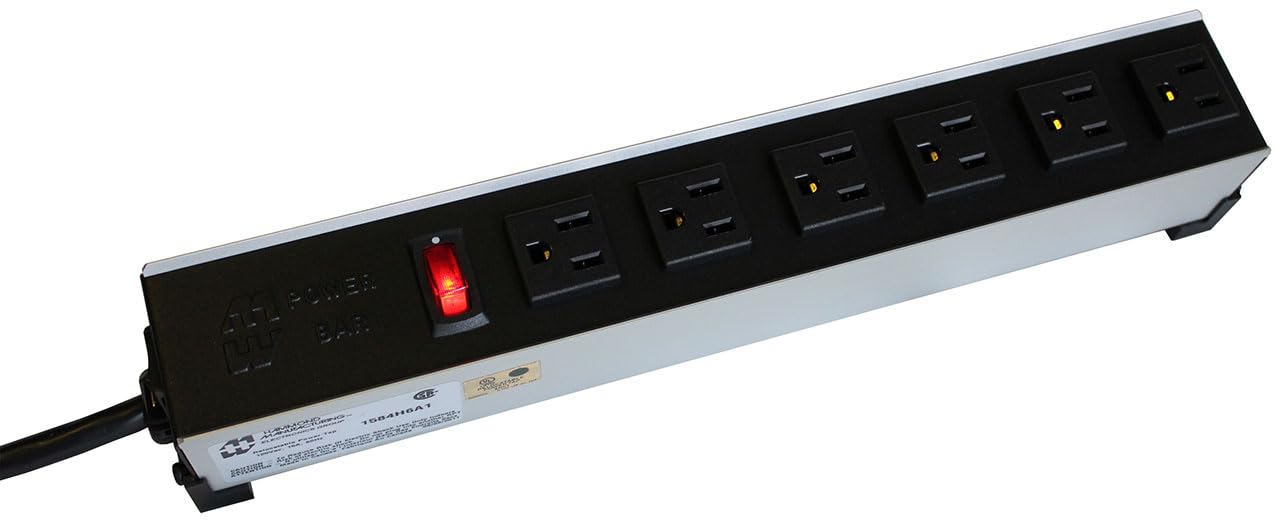 Hammond Manufacturing 1584H8A1 Power Strip 8X NEMA 5-15R Outlets 6 Foot 15A 125V LED Switch